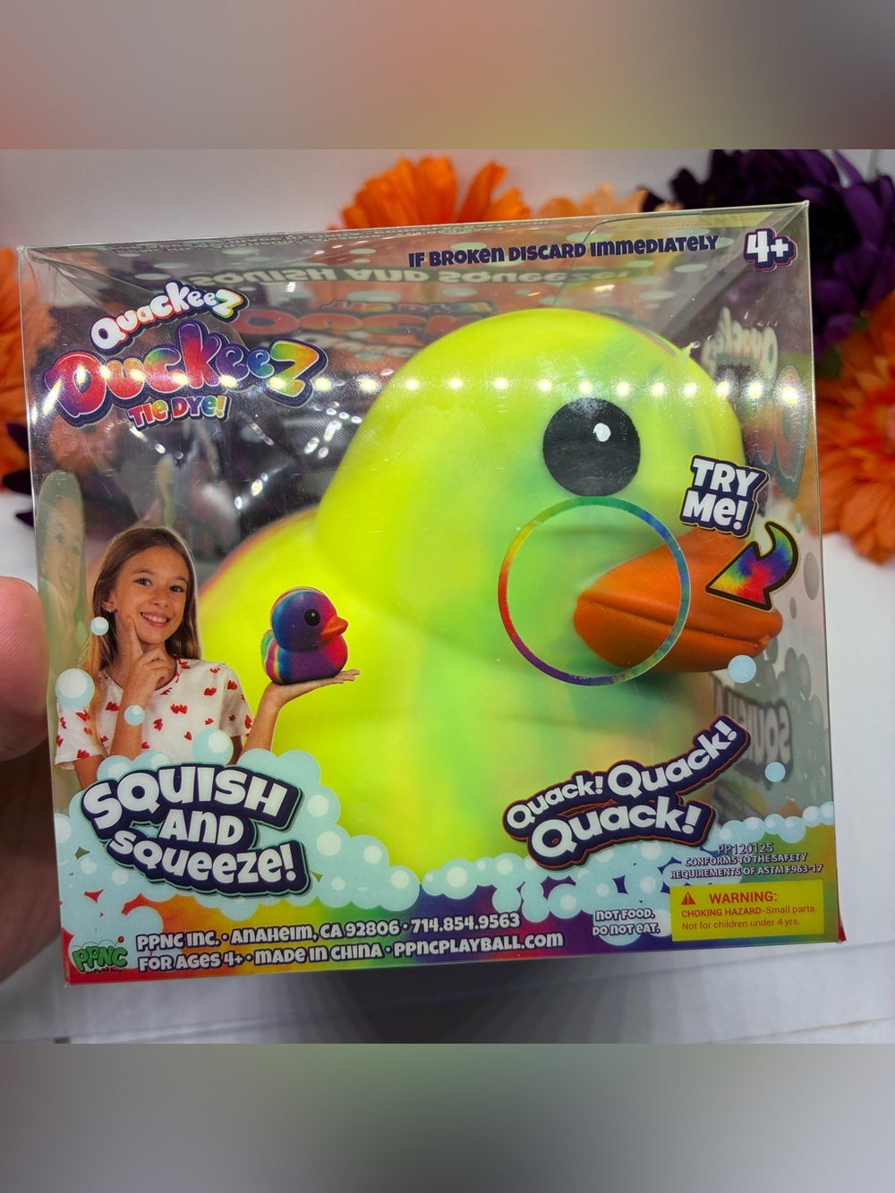 TIE DYE DUCK SQUEEZE SQUISHY NEW